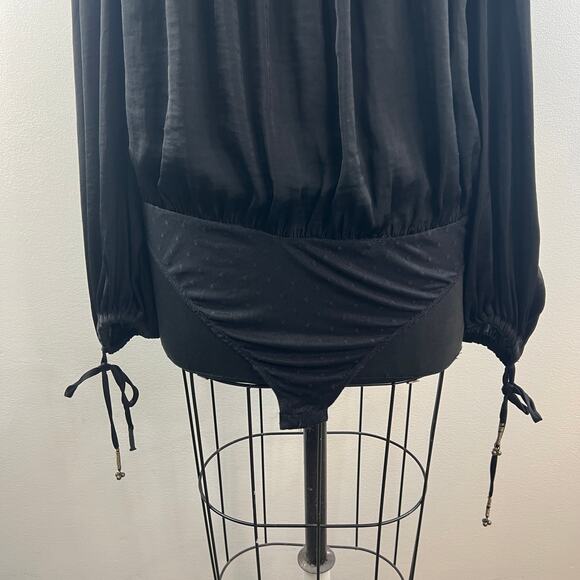 Intimately Free People Black Another Round Bodysuit Top Square Neck Size Large L - Picture 5 of 13